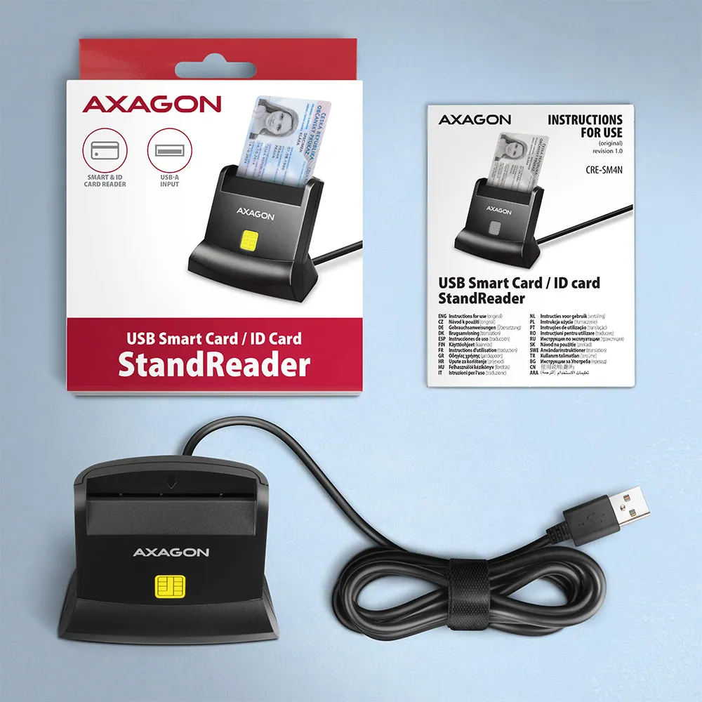 AXAGON CRE-SM4N Smart Card Reader Black – 5. kép
