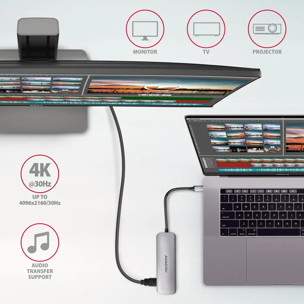 AXAGON HMC-HCR3A SuperSpeed USB-C COMBO 5in1 hub Grey – 4. kép
