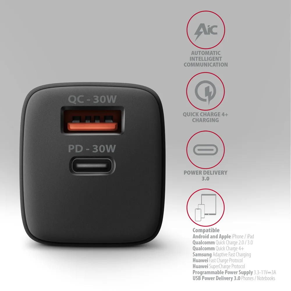 AXAGON ACU-PQ30 PD & QC Wall Charger 30W Black – 4. kép