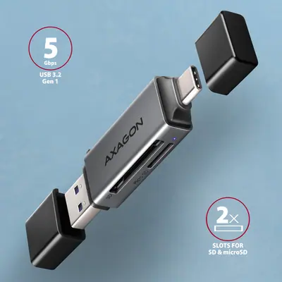 AXAGON CRE-DAC SuperSpeed USB-C + USB-A Card Reader – 2. kép