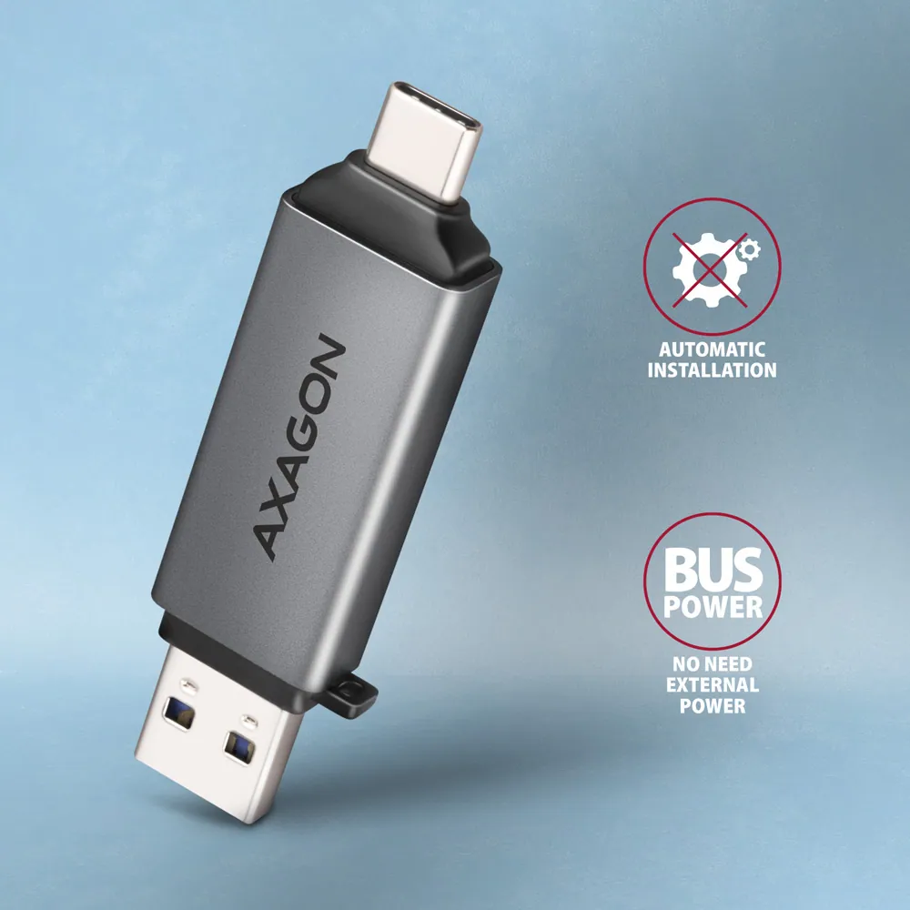 AXAGON CRE-DAC SuperSpeed USB-C + USB-A Card Reader – 5. kép
