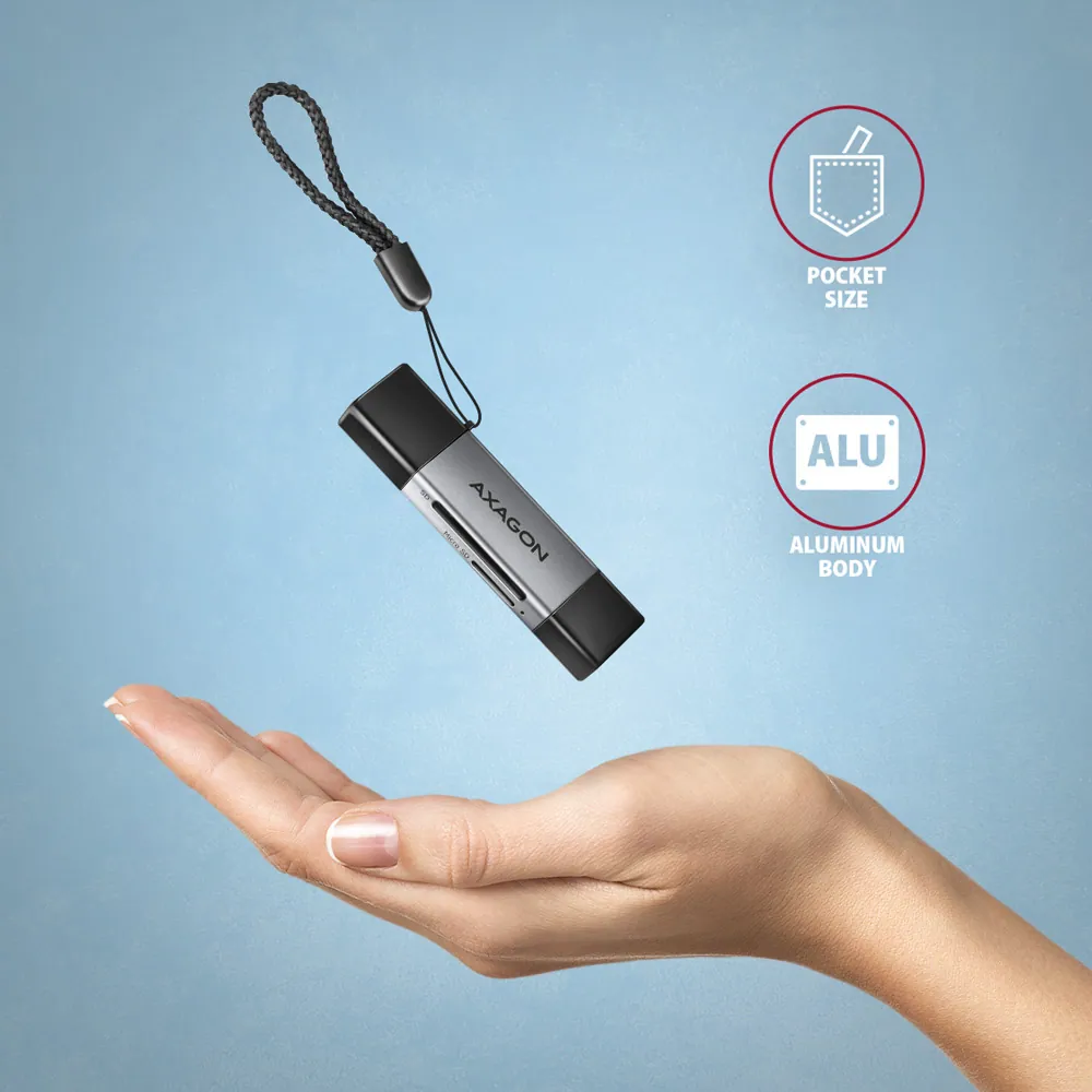 AXAGON CRE-DAC SuperSpeed USB-C + USB-A Card Reader – 6. kép