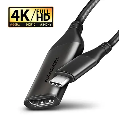 AXAGON RVC-HI2M USB-C -> HDMI 2.0 adapter 4K/60Hz Aluminum 0,25m cable Black – 2. kép