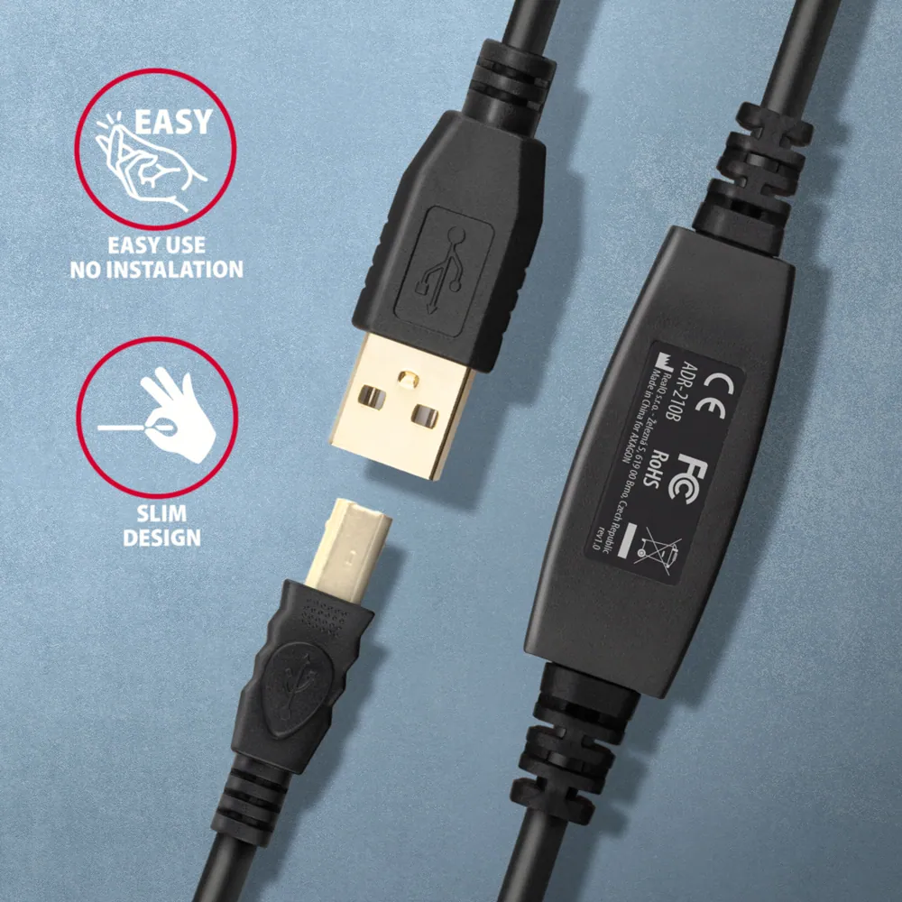 AXAGON ADR-210B USB Repeater Cabel 10m Black – 4. kép