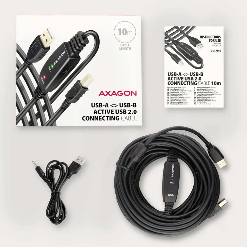 AXAGON ADR-210B USB Repeater Cabel 10m Black – 8. kép