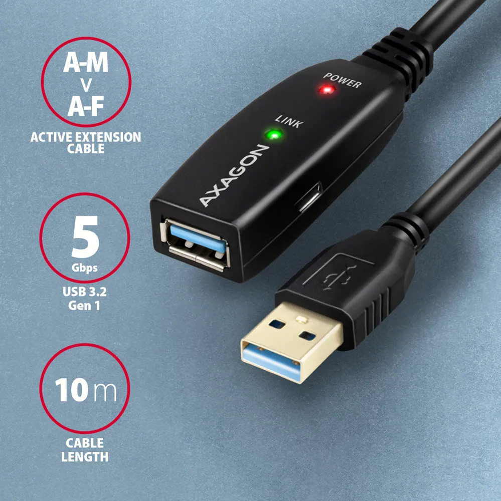 AXAGON ADR-310 USB Repeater Cable 10m Black – 3. kép