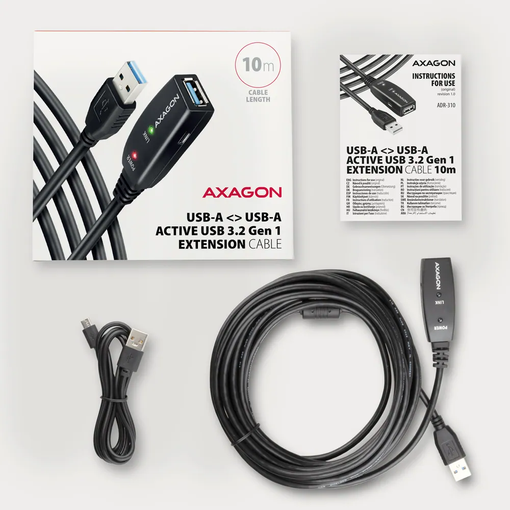 AXAGON ADR-310 USB Repeater Cable 10m Black – 8. kép
