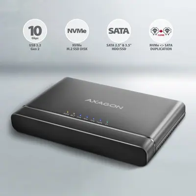 AXAGON ADSA-CC USB-C 10Gbps M.2 NVMe + SATA SSD/HDD adapter – 2. kép