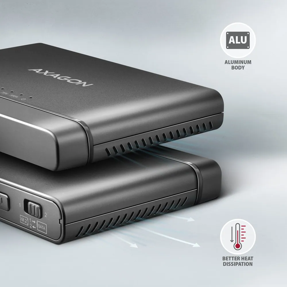 AXAGON ADSA-CC USB-C 10Gbps M.2 NVMe + SATA SSD/HDD adapter – 6. kép
