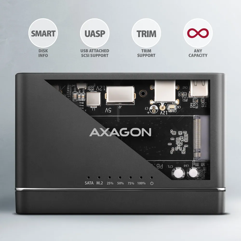 AXAGON ADSA-CC USB-C 10Gbps M.2 NVMe + SATA SSD/HDD adapter – 7. kép