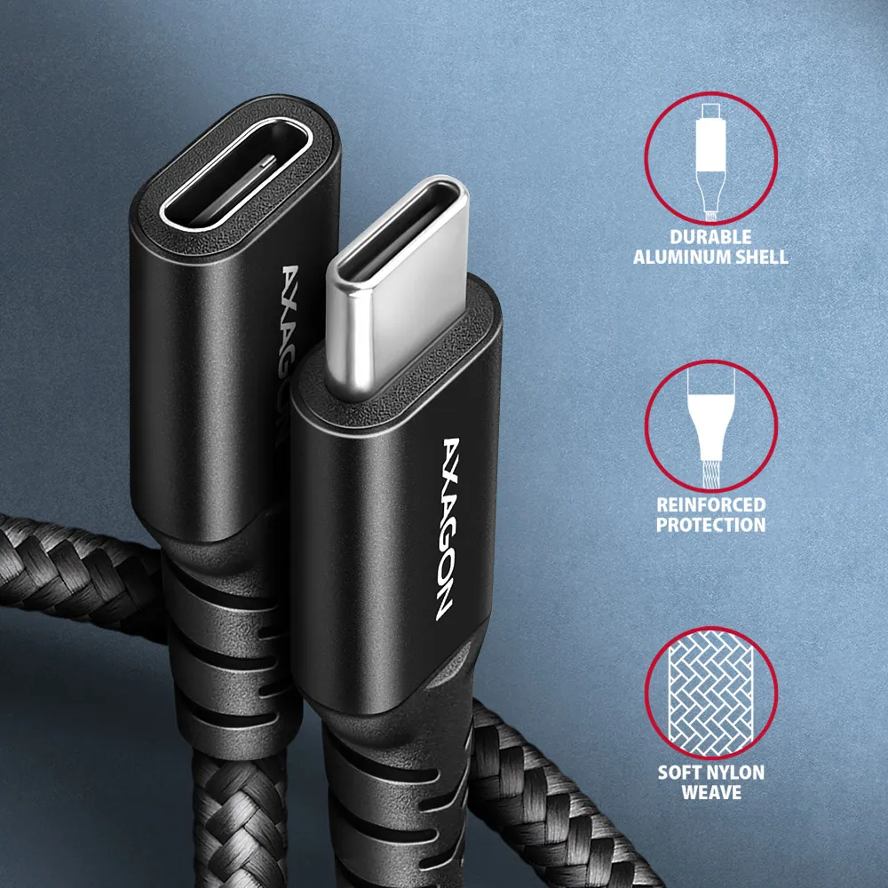 AXAGON BUCM32-CF05AB SPEED+ USB-C USB 20GBPS EXTENSION CABLE 0.5m Black – 3. kép