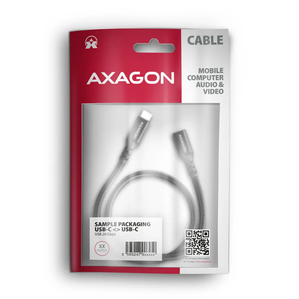 AXAGON BUCM32-CF05AB SPEED+ USB-C USB 20GBPS EXTENSION CABLE 0.5m Black – 7. kép