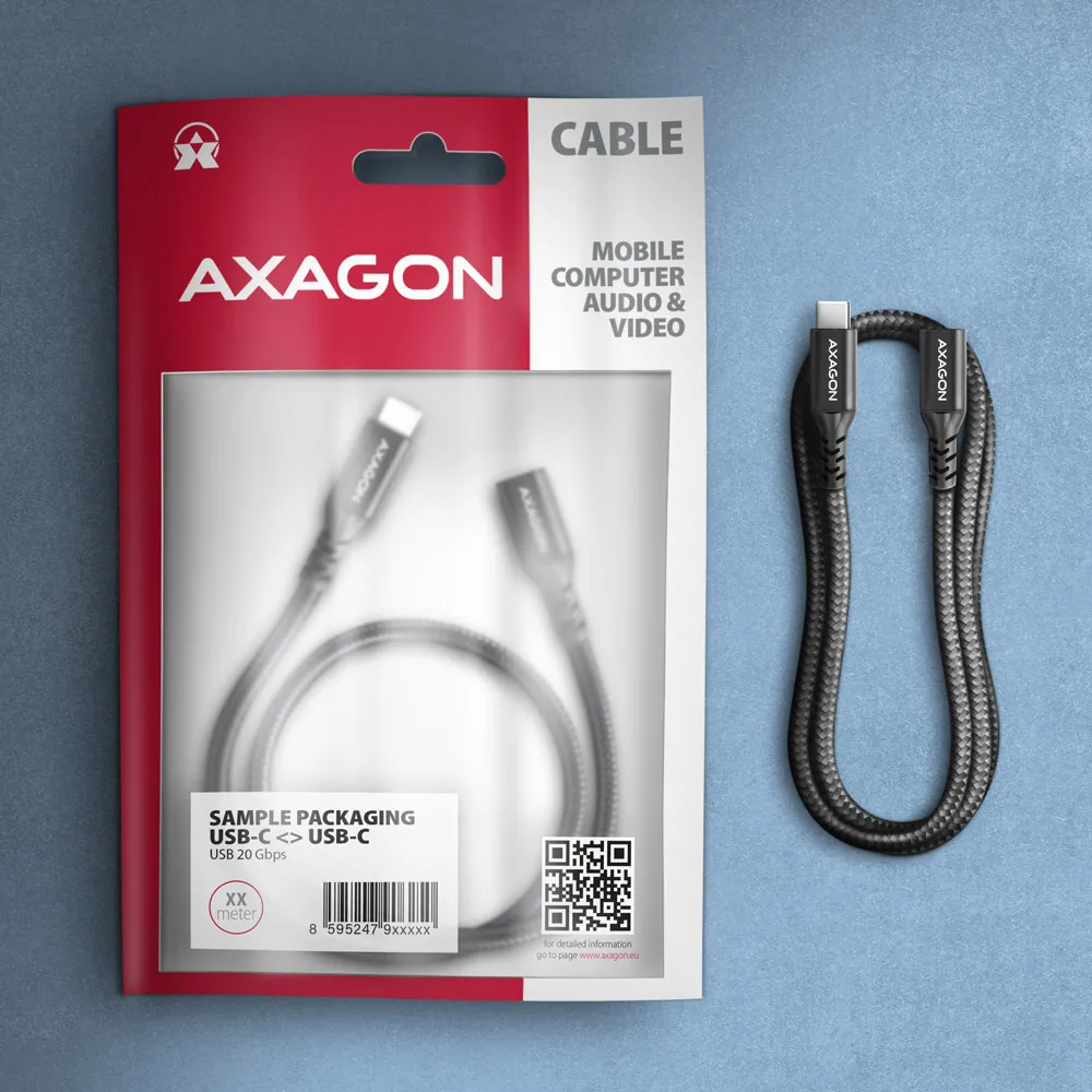 AXAGON BUCM32-CF10AB SPEED+ USB-C USB 20GBPS EXTENSION CABLE 1m Black – 6. kép