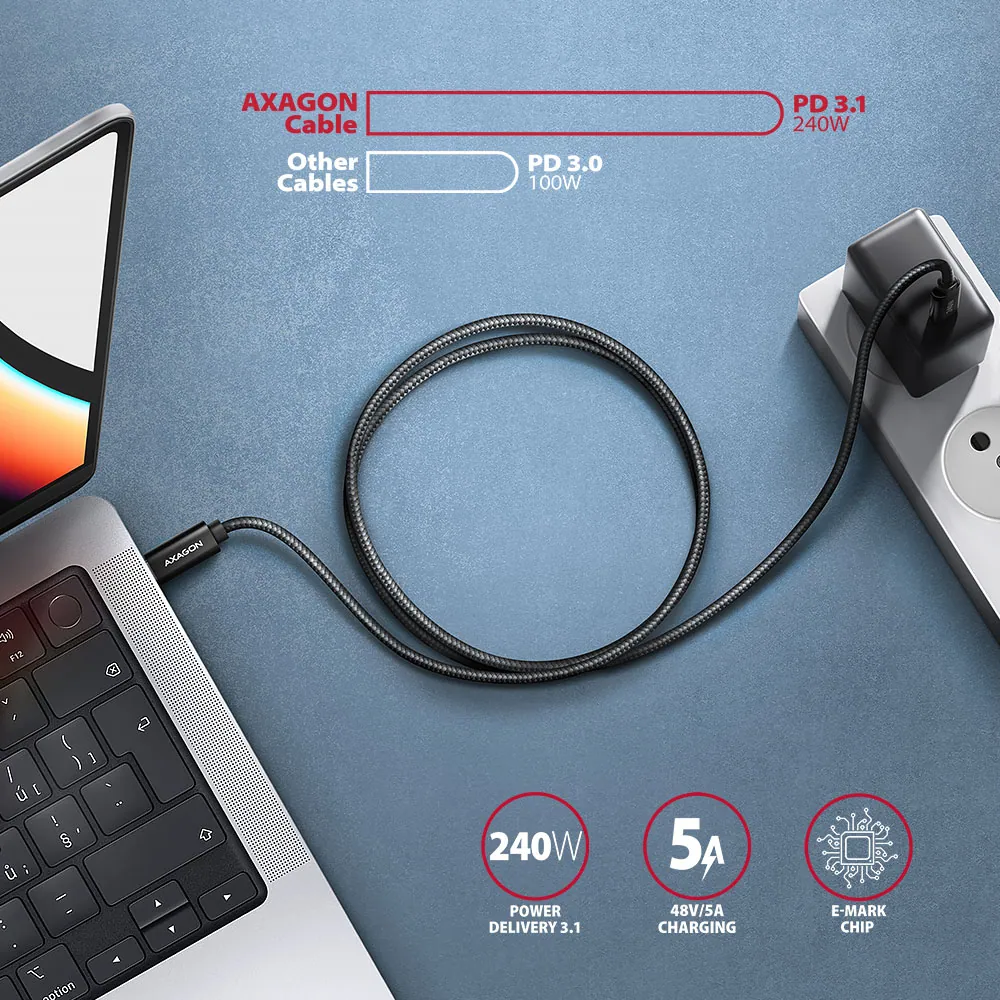 AXAGON BUCM2-CM25AB CHARGE USB-C USB-C Cable 2,5m Black – 4. kép
