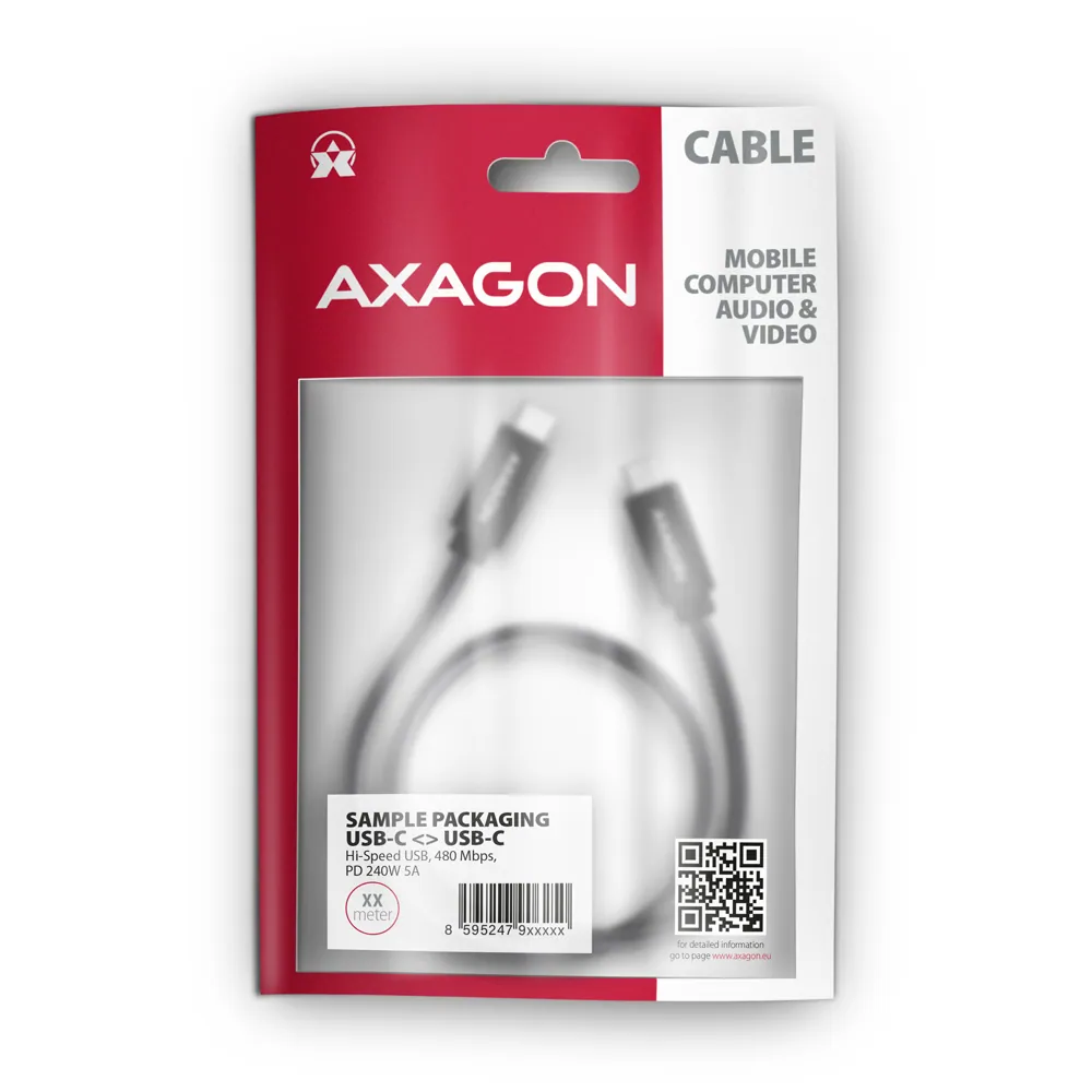 AXAGON BUCM2-CM25AB CHARGE USB-C USB-C Cable 2,5m Black – 8. kép