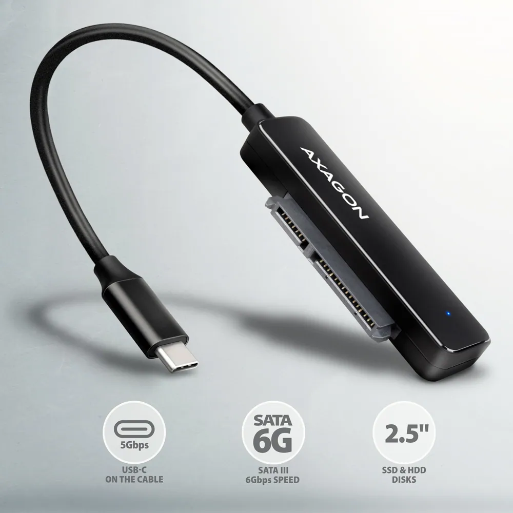 AXAGON ADSA-FP2C USB-C 5Gbps SLIM adapter for 2,5" SSD/HDD – 2. kép