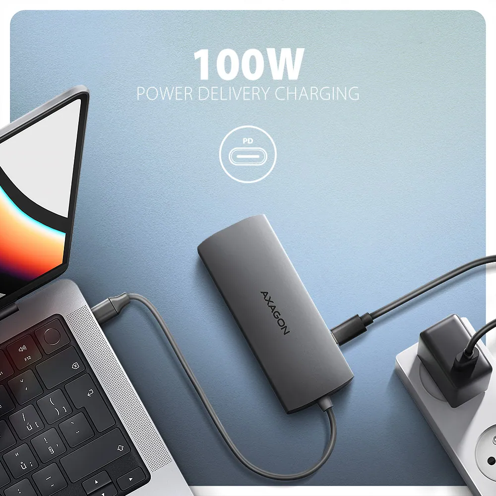 AXAGON HMC-8HLSA USB-C 5Gbps 9in1 hub Grey – 5. kép