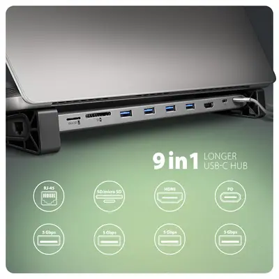 AXAGON HMC-10HLS USB-C 5GBPS LONGER 9IN1 HUB – 2. kép