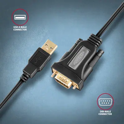 AXAGON ADS-1PQ USB-A 2.0 - serial RS-232 DB9-M FTDI adapter / cable 1,5m Black – 2. kép