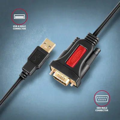 AXAGON ADS-1PSN USB-A 2.0 - serial RS-232 DB9-M Prolific adapter / cable 1,5m Black – 2. kép