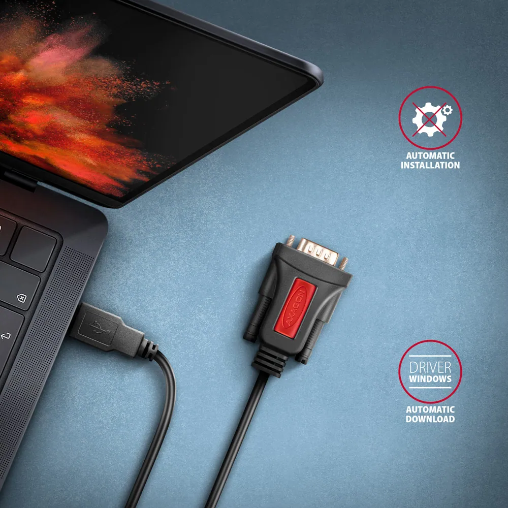 AXAGON ADS-1PSN USB-A 2.0 - serial RS-232 DB9-M Prolific adapter / cable 1,5m Black – 4. kép