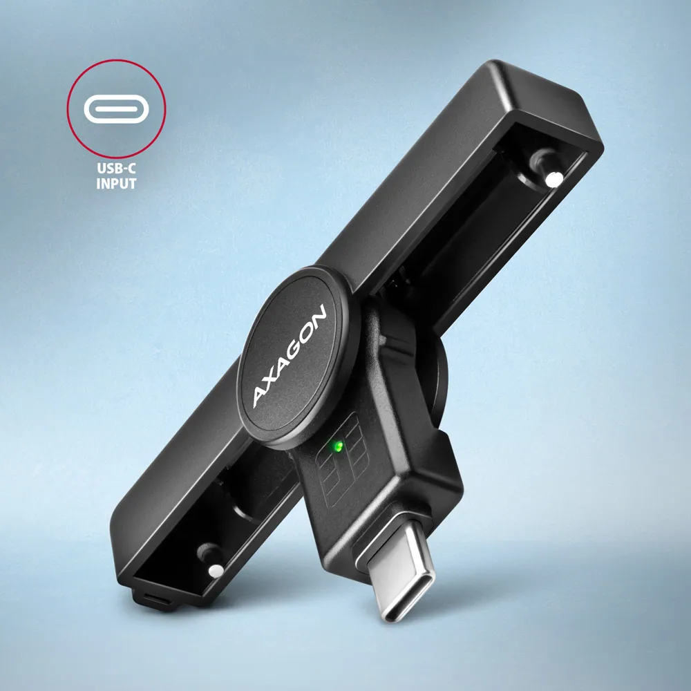 AXAGON CRE-SMPC PocketReader USB-C Smart Card Reader Black – 4. kép