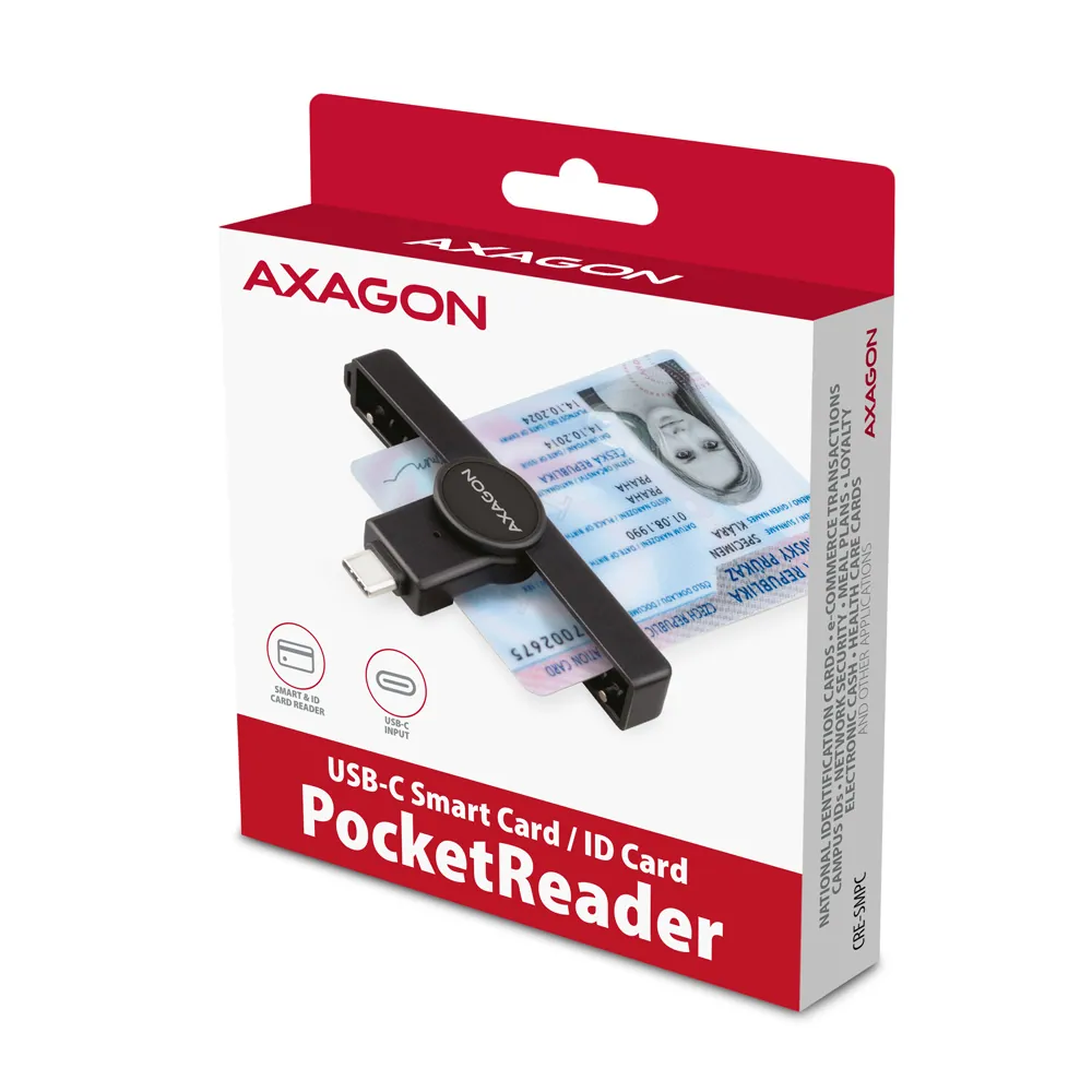 AXAGON CRE-SMPC PocketReader USB-C Smart Card Reader Black – 8. kép