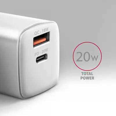 AXAGON ACU-PQ20W PD3.0 & QC4+ Dual Outputs Wall Charger 20W White – 2. kép
