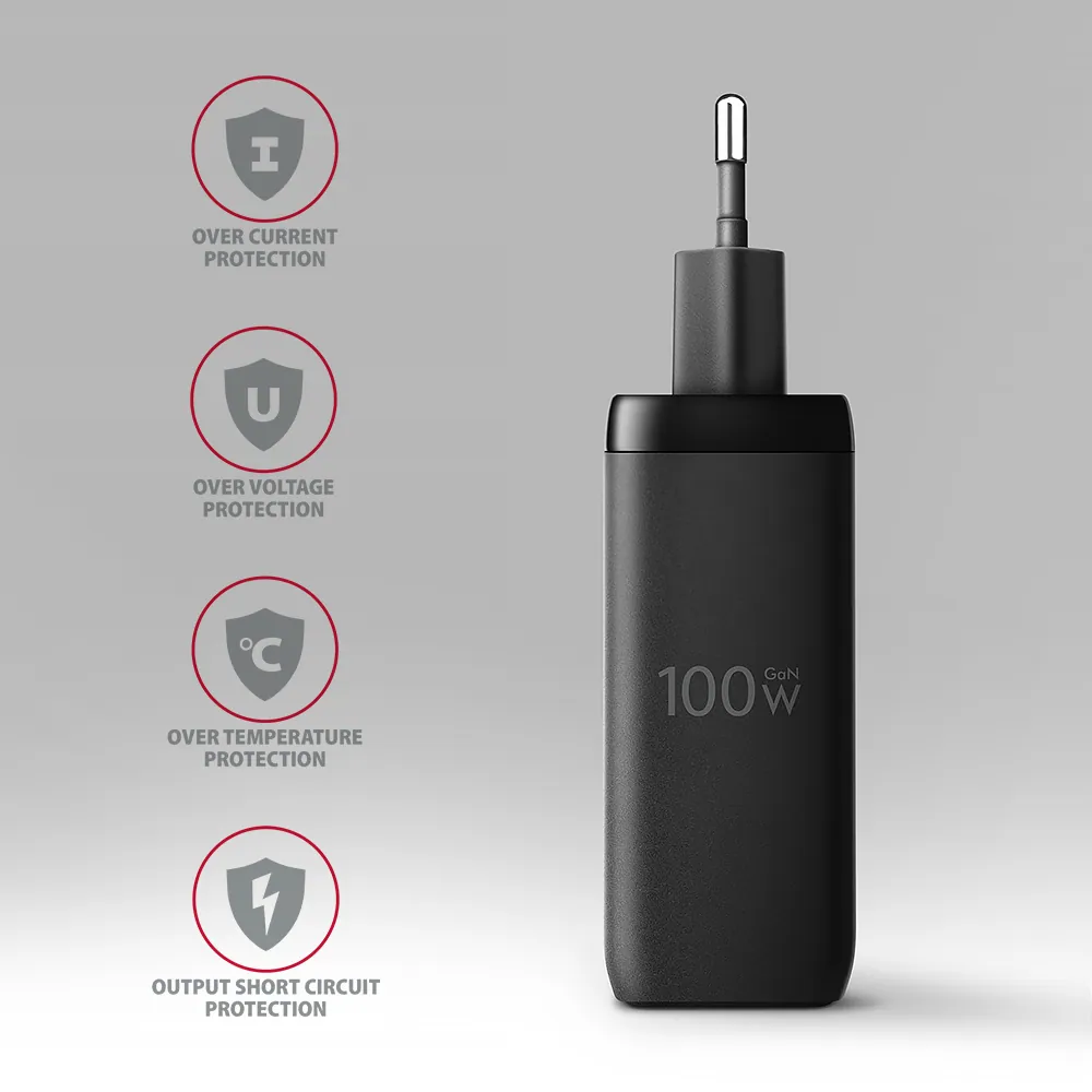 AXAGON ACU-DPQ100 PD3.0 & QC4 Three Outputs wall charger 100W Black – 5. kép