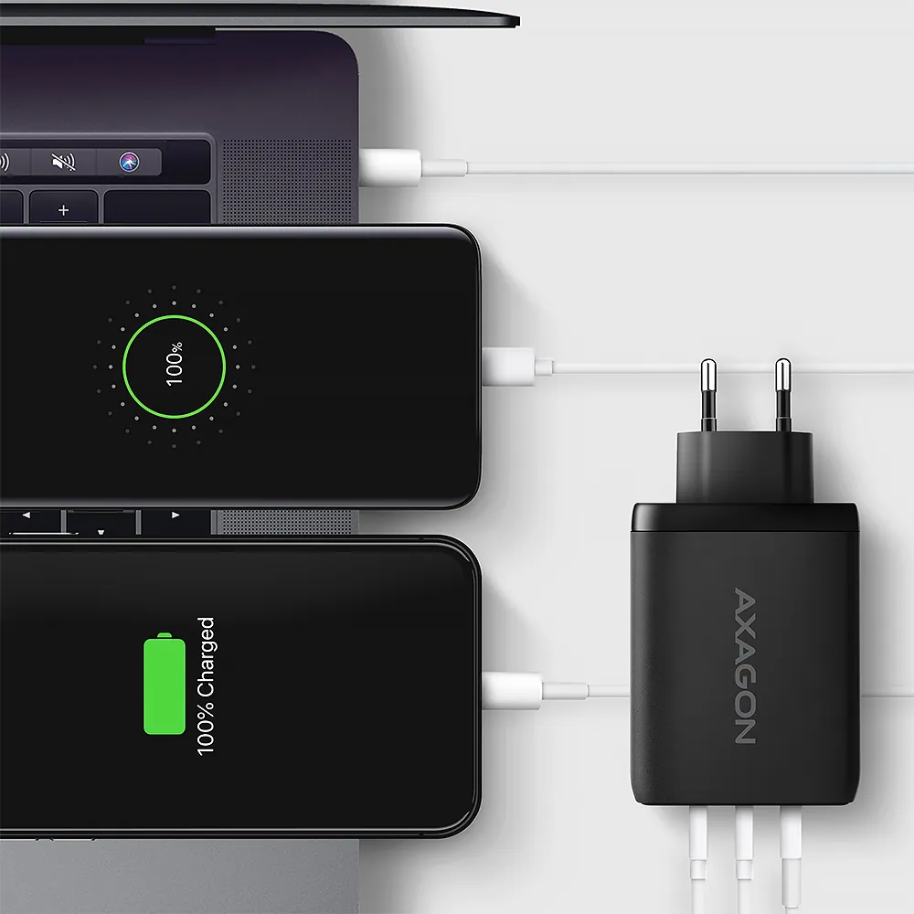 AXAGON ACU-DPQ100 PD3.0 & QC4 Three Outputs wall charger 100W Black – 6. kép