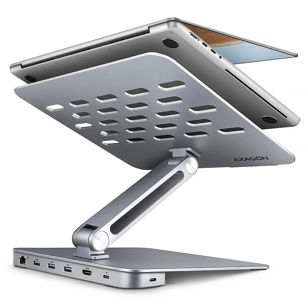 AXAGON HMC-STND Többportos USB-C 5Gbps hub és alumínium állvány laptopokhoz – 2. kép