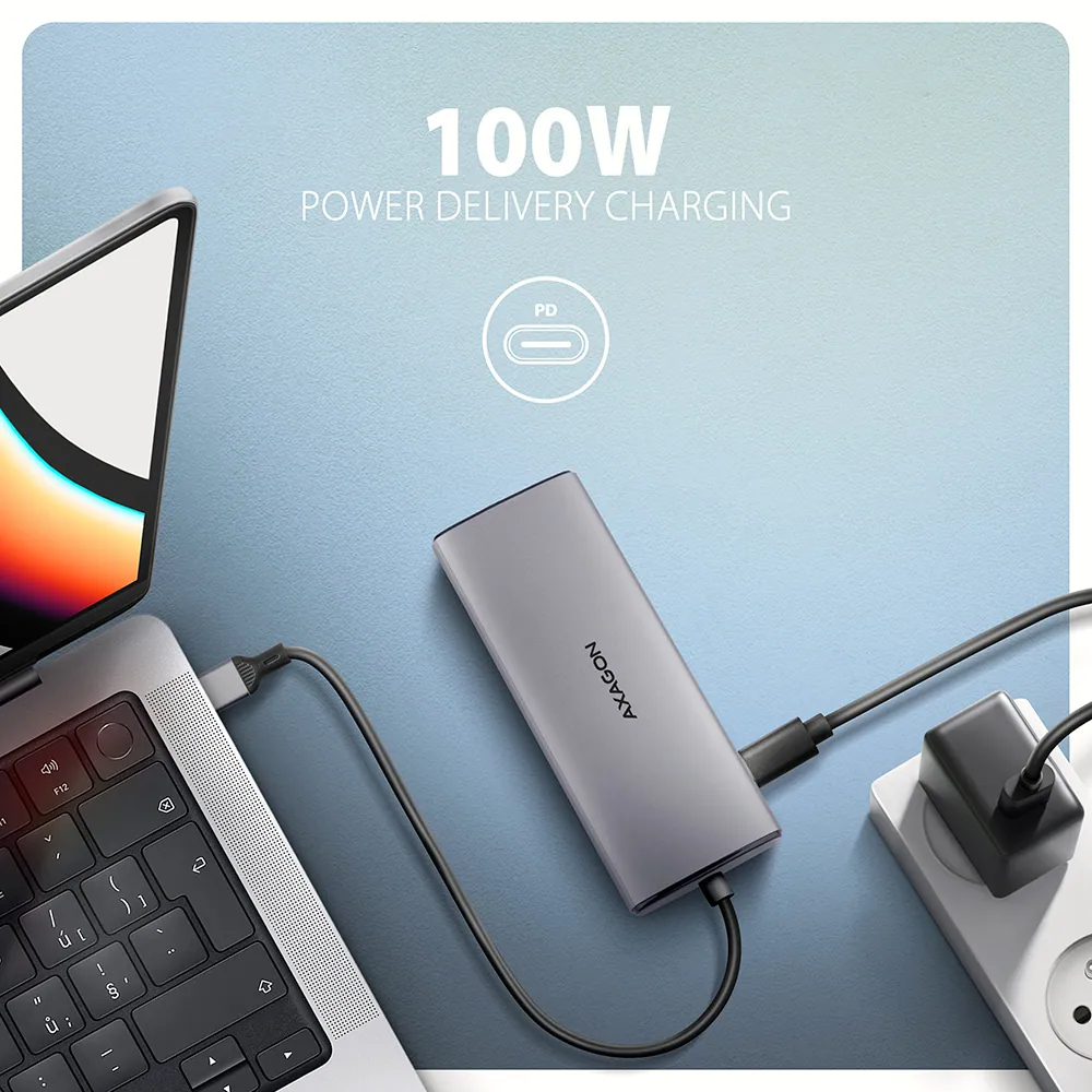 AXAGON HMC-6G2L USB-C 10Gbps 6in1 Hub Silver – 4. kép