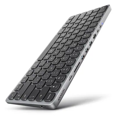 AXAGON HMC-KB-US USB-C 5Gbps Keyboard 9in1 Hub Silver US