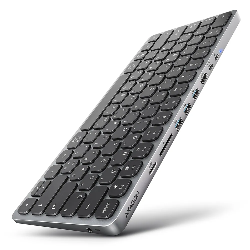 AXAGON HMC-KB-HU USB-C 5Gbps Keyboard 9in1 Hub Silver HU