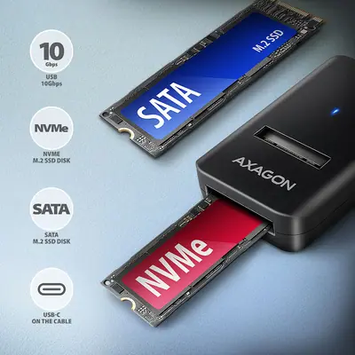 AXAGON ADM2-CM USB-C 10Gbps M.2 NVMe & SATA SSD Adapter – 2. kép