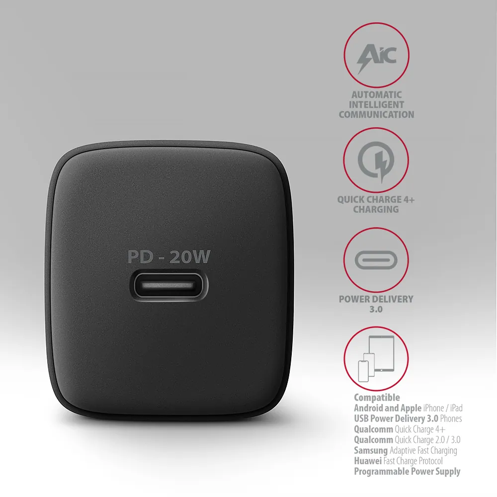 AXAGON ACU-PD20 PD3.0 & QC4+ Wall Charger 20W Black – 4. kép