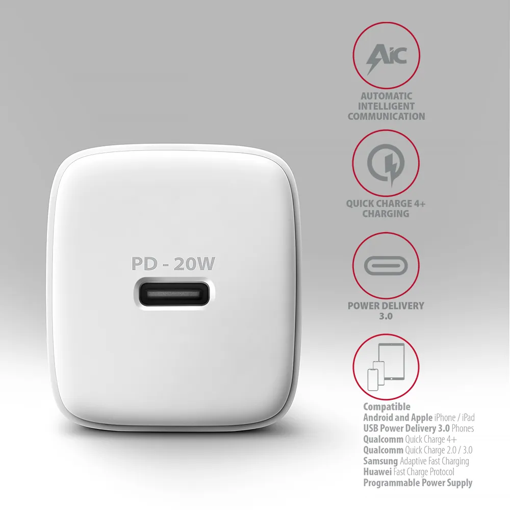 AXAGON ACU-PD20W PD3.0 & QC4+ Wall Charger 20W White – 4. kép