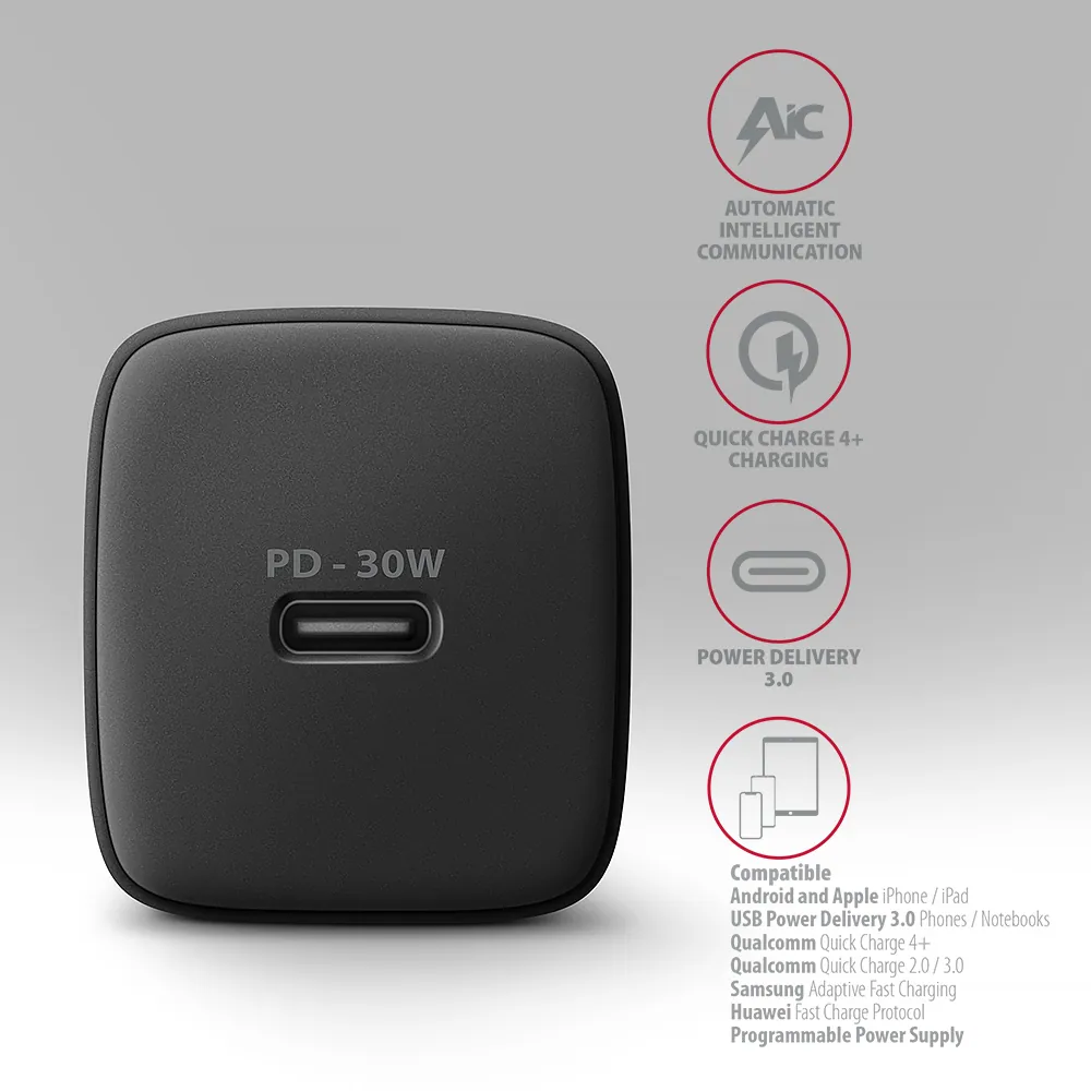 AXAGON ACU-PD30 PD3.0 & QC4+ Wall Charger 30W Black – 4. kép