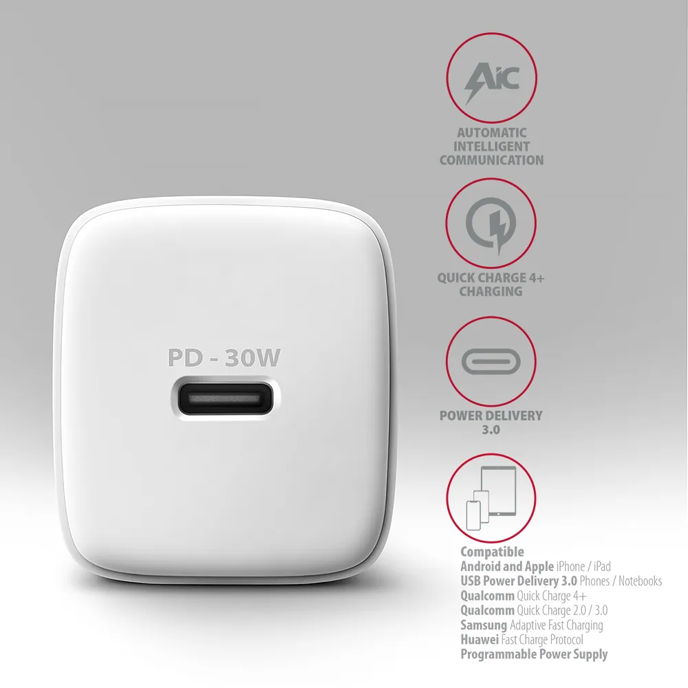 AXAGON ACU-PD30W PD3.0 & QC4+ Wall Charger 30W White – 4. kép