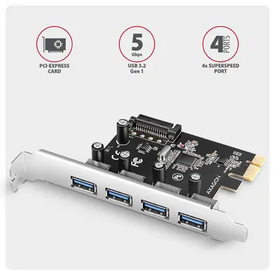 AXAGON PCEU-430RS PCIe Controller 4x ext. USB-A 5Gbps port – 2. kép