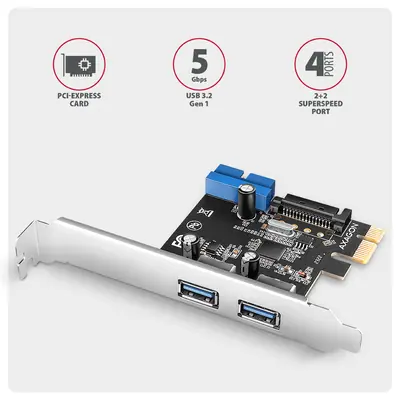 AXAGON PCEU-232RS PCIe Controller 2x ext. + 2x int. USB 5Gbps – 2. kép