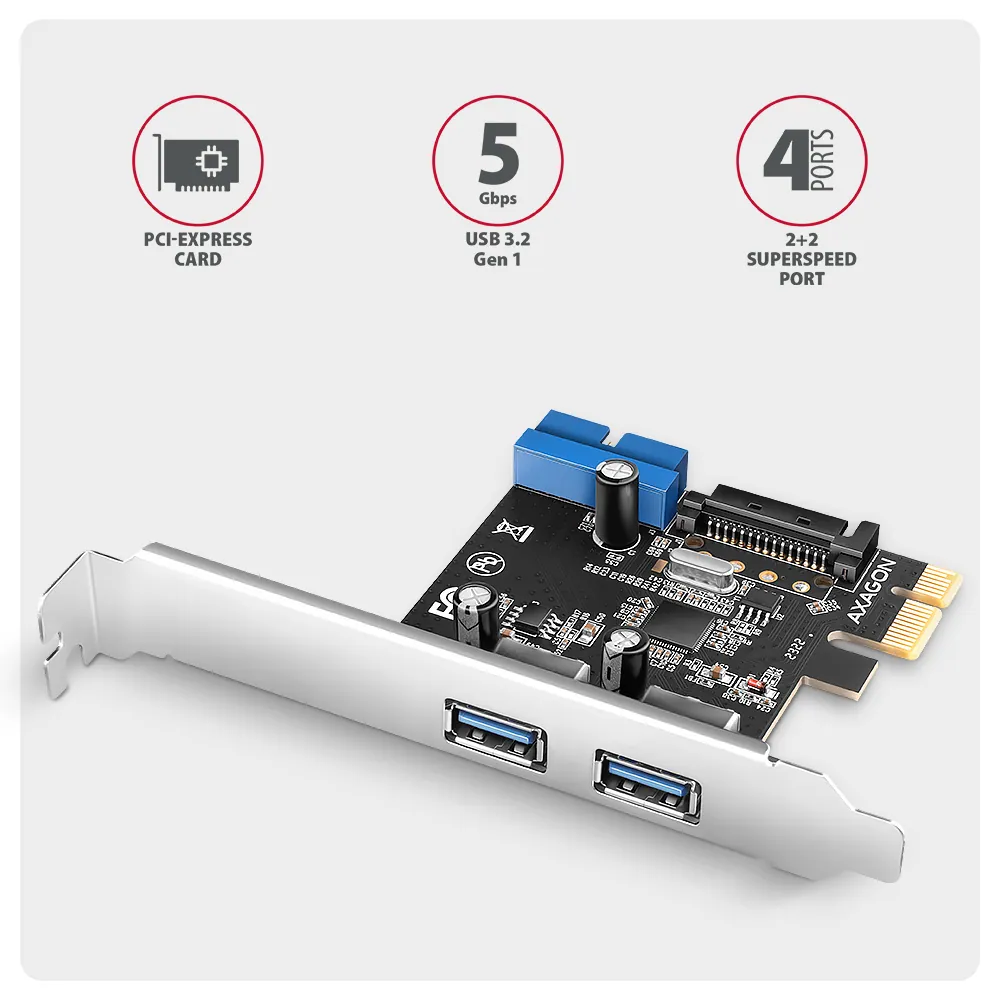 AXAGON PCEU-232RS PCIe Controller 2x ext. + 2x int. USB 5Gbps – 2. kép