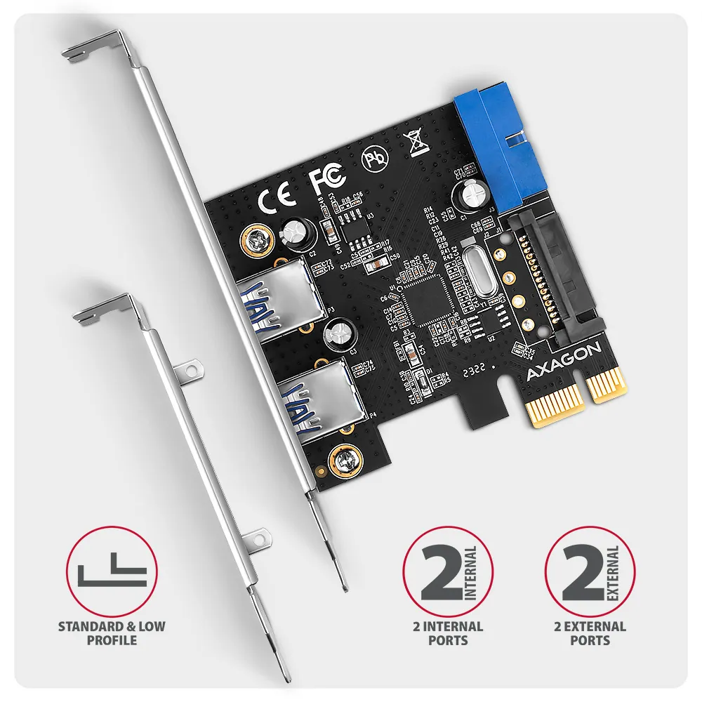 AXAGON PCEU-232RS PCIe Controller 2x ext. + 2x int. USB 5Gbps – 3. kép