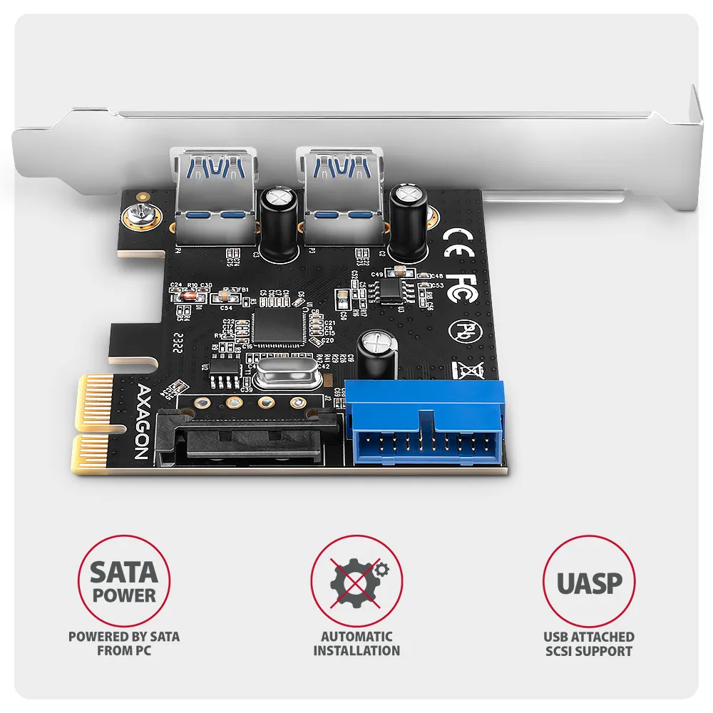 AXAGON PCEU-232RS PCIe Controller 2x ext. + 2x int. USB 5Gbps – 4. kép