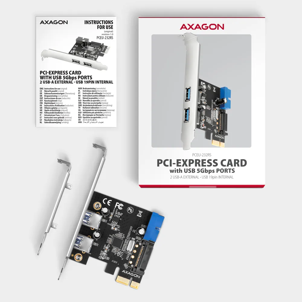 AXAGON PCEU-232RS PCIe Controller 2x ext. + 2x int. USB 5Gbps – 5. kép