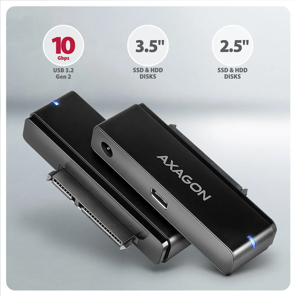 AXAGON ADSA-FPX USB-C 10Gbps Fast Port X adapter for 2,5"/3,5" SSD/HDD – 4. kép