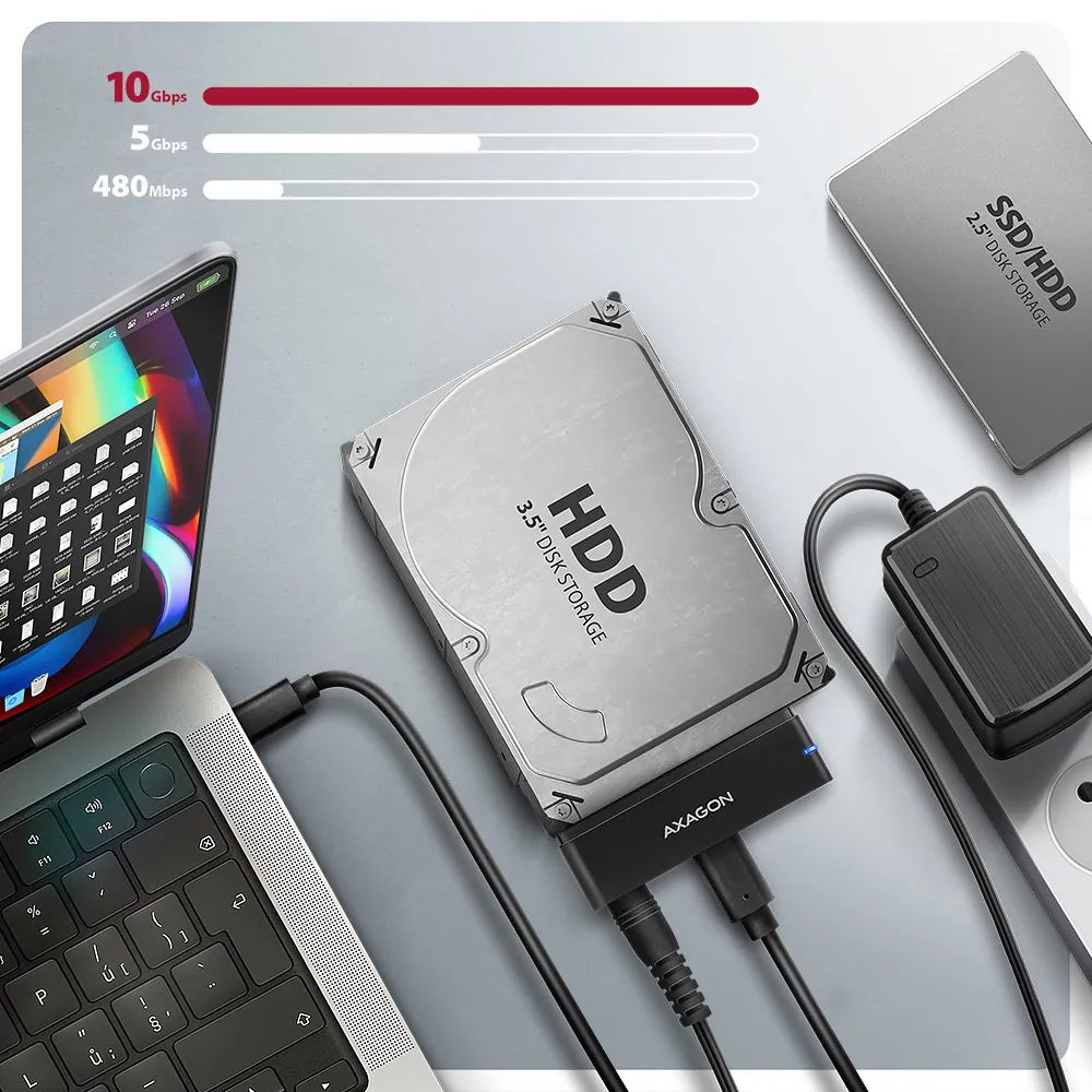 AXAGON ADSA-FPX USB-C 10Gbps Fast Port X adapter for 2,5"/3,5" SSD/HDD – 6. kép