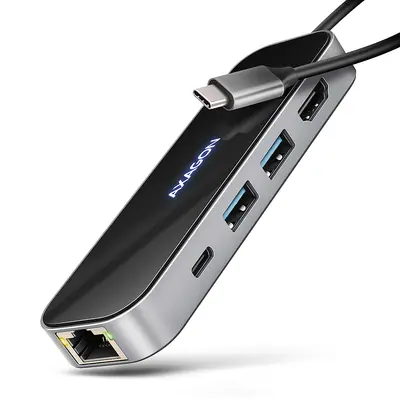 AXAGON HMC-6GLN USB-C 5Gbps Glass 6in1 hub Black – 2. kép