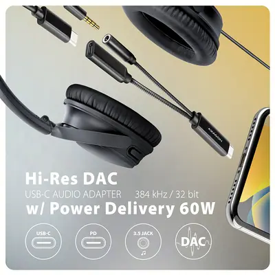 AXAGON ADA-HCPD USB-C Hi-Res DAC audio adapter PD 60W – 2. kép
