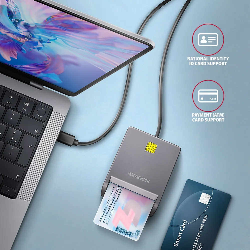 AXAGON CRE-SM3TC Smart Card/ID Card FlatReader – 2. kép